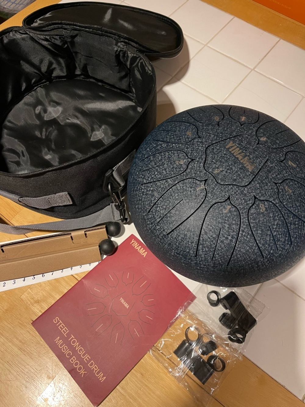 Yinama Blue Steel Tongue Drum with Carry Case